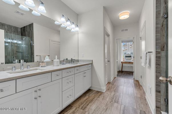 Bathroom, Dual Sink Vanities, Glass Shower, Interior