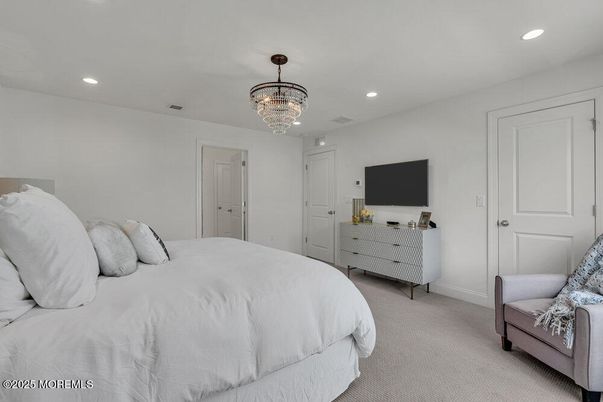 Bedroom, Chandelier, Interior, Recessed Lighting