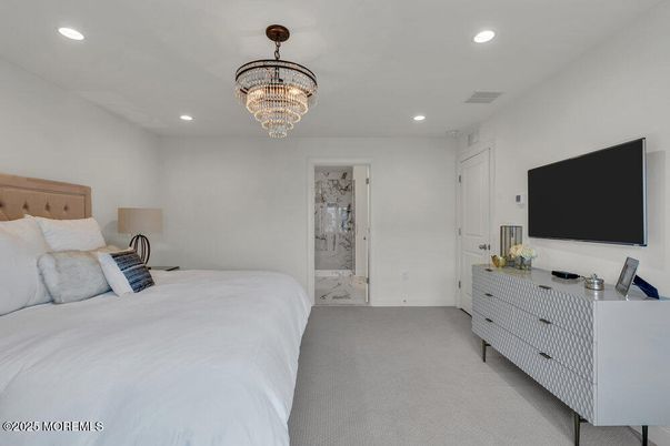 Bedroom, Chandelier, Interior, Recessed Lighting