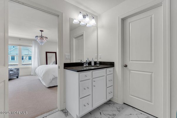 Bathroom, Bedroom, Chandelier, Dual Sink Vanities, Interior, Marble, Water