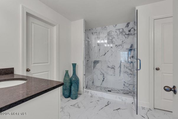 Bathroom, Glass Shower, Interior, Marble, Marble Walls