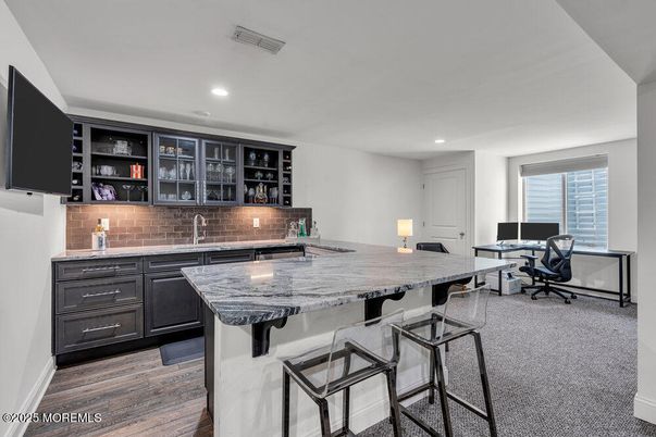 Home Office, Interior, Recessed Lighting, Wood Texture Flooring