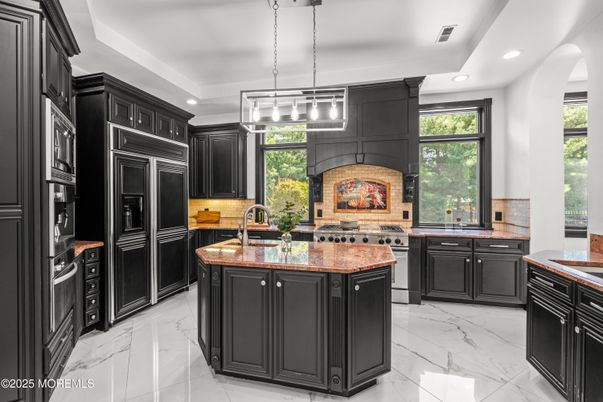 Interior, Kitchen, Marble, Pendant Lights, Recessed Lighting