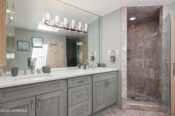 Bathroom, Dual Sink Vanities, Glass Shower, Interior, Recessed Lighting