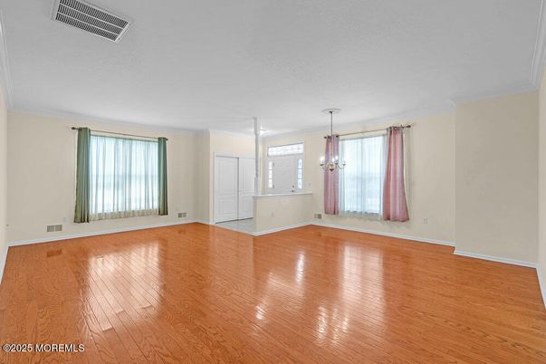 Chandelier, Empty room, Interior, Wood Texture Flooring