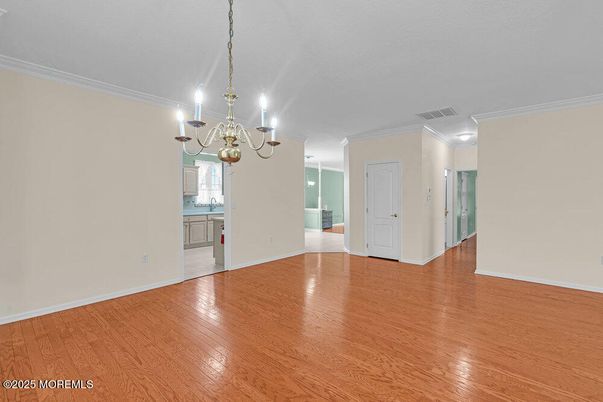 Chandelier, Empty room, Interior, Wood Texture Flooring