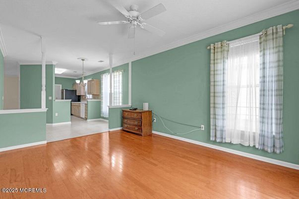 Empty room, Interior, Kitchen, Pendant Lights, Wood Texture Flooring