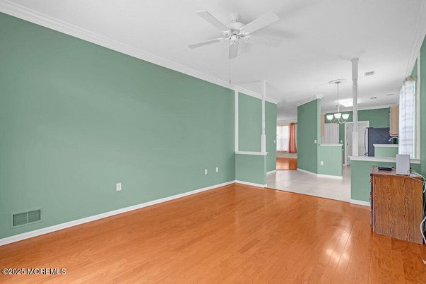 Empty room, Interior, Pendant Lights, Wood Texture Flooring