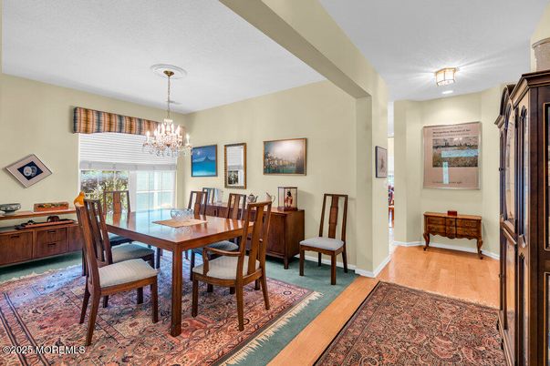 Chandelier, Dining room, Interior, Wood Texture Flooring