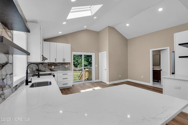 Interior, Kitchen, Recessed Lighting, Wood Texture Flooring