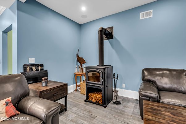 Fireplace, Interior, Recessed Lighting, Wood Texture Flooring