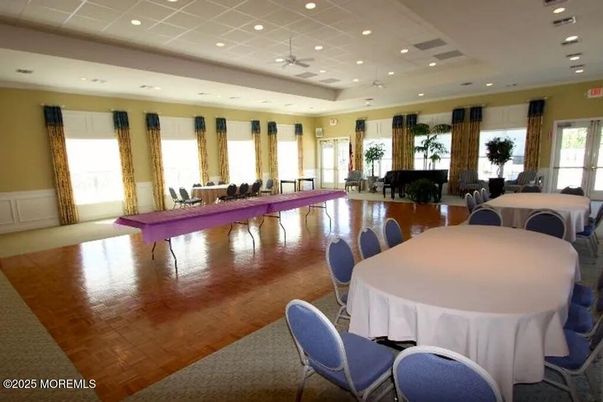 Dining room, Interior, Piano, Recessed Lighting, Wood Texture Flooring