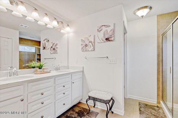 Bathroom, Dual Sink Vanities, Glass Shower, Interior