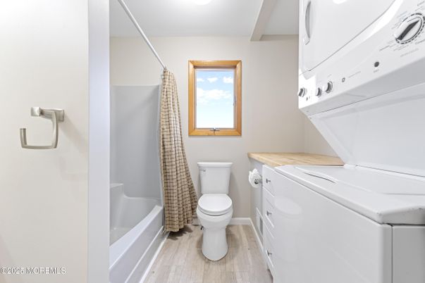 Bathroom, Interior, Washer, Wood Texture Flooring