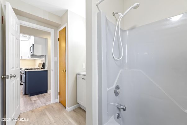 Bathroom, Interior, Washer, Wood Texture Flooring