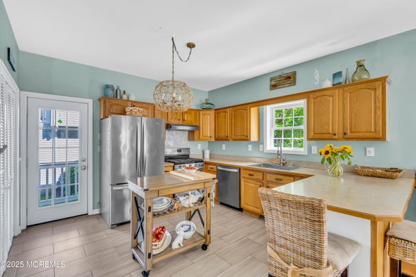 Interior, Kitchen, Pendant Lights, Stainless Steel Appliances, Wood Texture Flooring