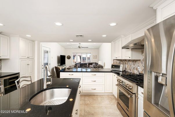 Dining room, Interior, Kitchen, Living room, Recessed Lighting, Stainless Steel Appliances