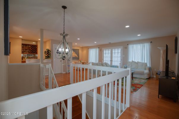 Fireplace, Interior, Living room, Pendant Lights, Recessed Lighting, Wood Texture Flooring
