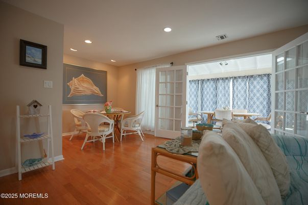 Dining room, Interior, Recessed Lighting, Wood Texture Flooring