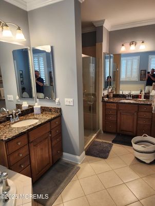 Bathroom, Dual Sink Vanities, Glass Shower, Interior