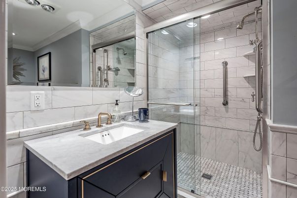 Bathroom, Glass Shower, Interior, Recessed Lighting