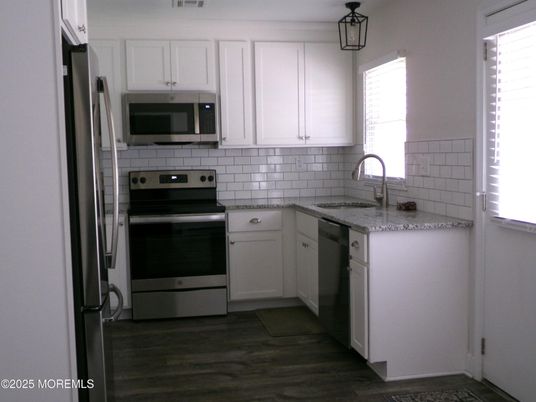 Interior, Kitchen, Stainless Steel Appliances, Wood Texture Flooring