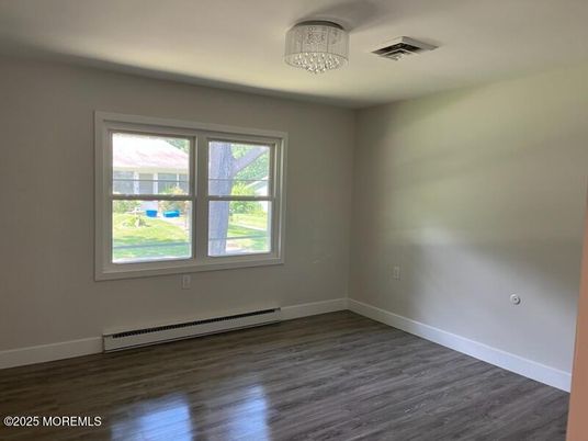 Chandelier, Empty room, Interior, Wood Texture Flooring
