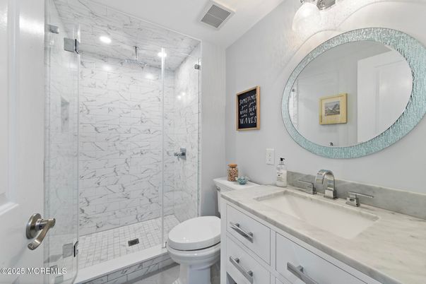 Bathroom, Glass Shower, Interior, Marble Walls