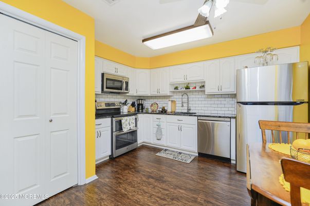 Interior, Kitchen, Stainless Steel Appliances, Wood Texture Flooring