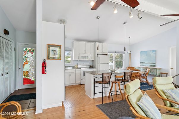 Interior, Kitchen, Pendant Lights, Wood Texture Flooring