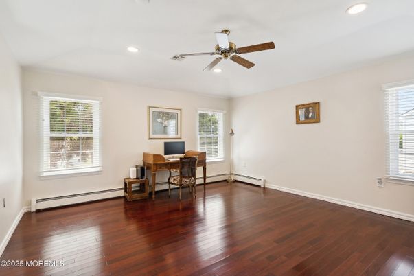 Home Office, Interior, Recessed Lighting, Wood Texture Flooring