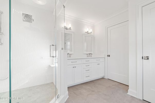 Bathroom, Dual Sink Vanities, Glass Shower, Interior