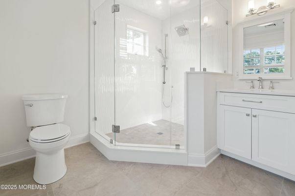 Bathroom, Glass Shower, Interior, Recessed Lighting
