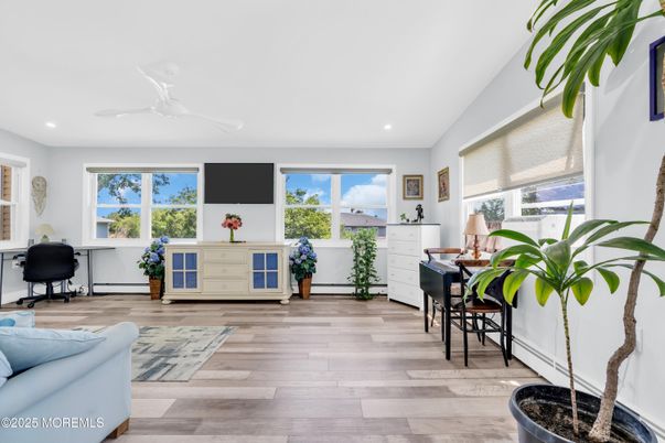 Home Office, Interior, Recessed Lighting, Wood Texture Flooring