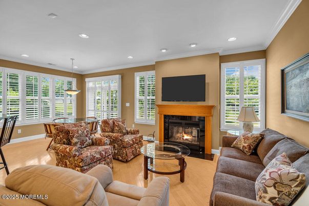 Fireplace, Interior, Living room, Pendant Lights, Recessed Lighting, Wood Texture Flooring