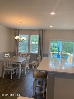 Chandelier, Dining room, Interior, Recessed Lighting, Wood Texture Flooring