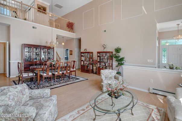 Chandelier, Dining room, Interior, Pendant Lights, Wood Texture Flooring