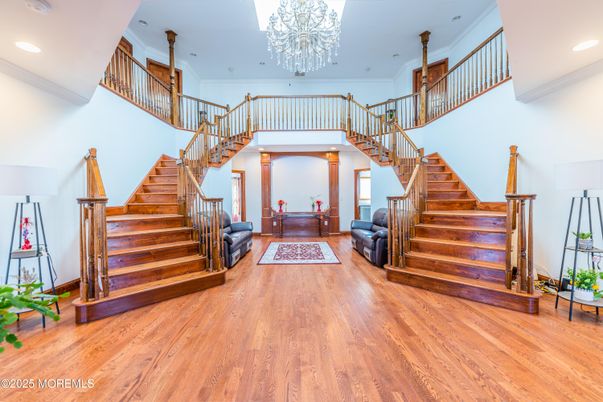 Chandelier, Interior, Recessed Lighting, Wood Texture Flooring