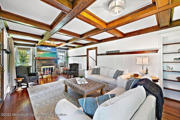Fireplace, Interior, Living room, Wooden Beams, Wood Texture Flooring
