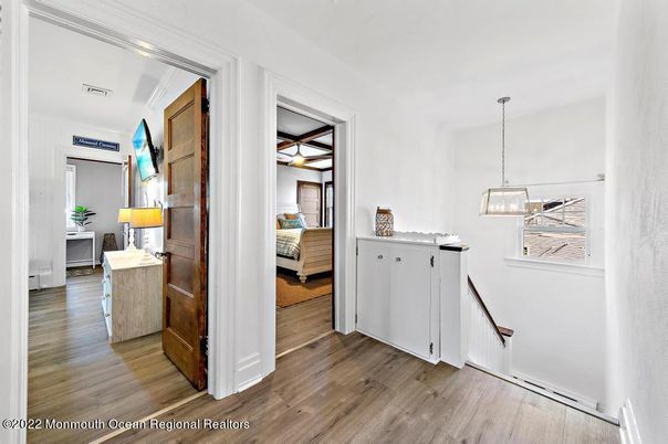 Bedroom, Interior, Pendant Lights, Wood Texture Flooring