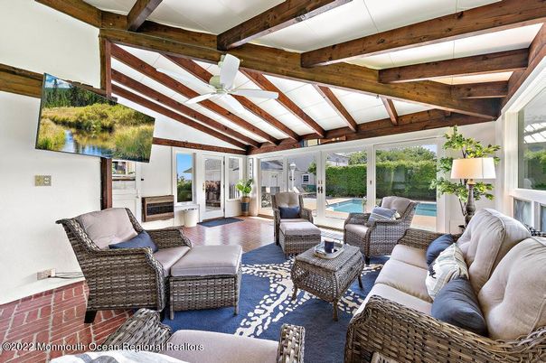 Interior, Living room, Sun Room, Wooden Beams