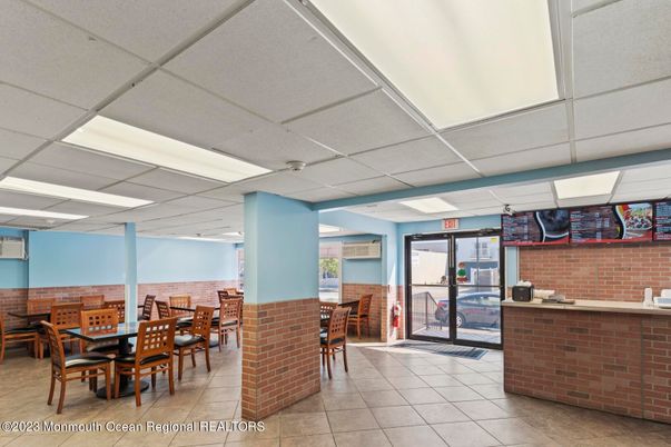 Dining room, Interior, Recessed Lighting, Stone Walls