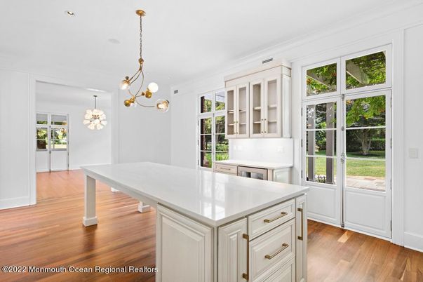 Chandelier, Interior, Kitchen, Pendant Lights, Recessed Lighting, Wood Texture Flooring