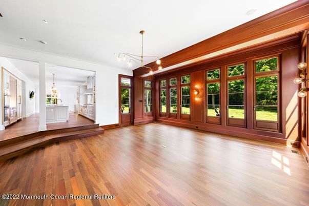 Empty room, Interior, Pendant Lights, Recessed Lighting, Wood Texture Flooring