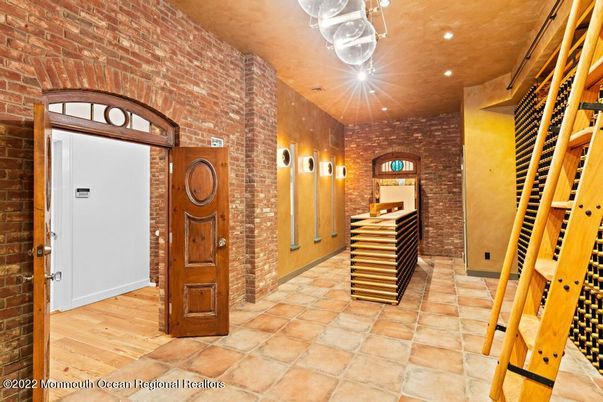 Interior, Recessed Lighting, Stone Walls, Wood Texture Flooring
