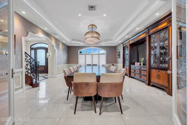 Chandelier, Dining room, Interior, Recessed Lighting
