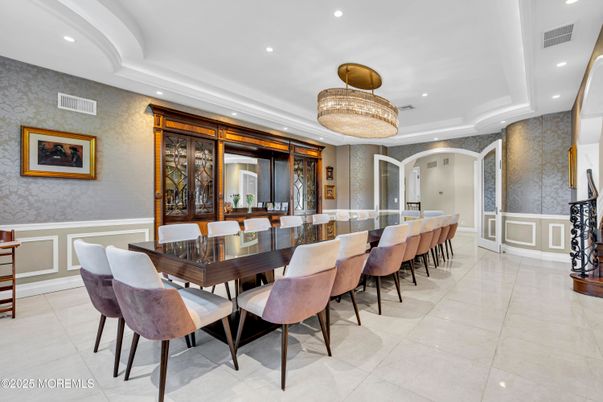 Chandelier, Dining room, Interior, Recessed Lighting