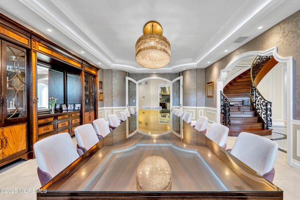 Chandelier, Dining room, Interior, Recessed Lighting