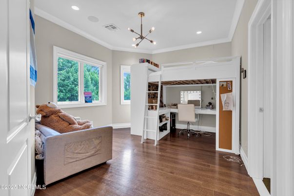 Home Office, Interior, Pendant Lights, Recessed Lighting, Wood Texture Flooring