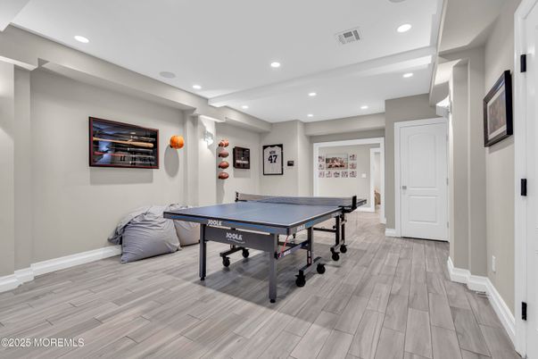 Game Room, Interior, Recessed Lighting, Wood Texture Flooring